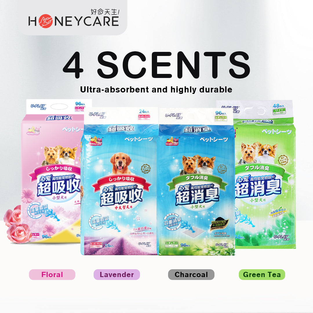 Honeycare U‑Play Ultra‑Absorbent Dog Pee Pads (Floral) – Odour‑Controlled, Scented x 2pack
