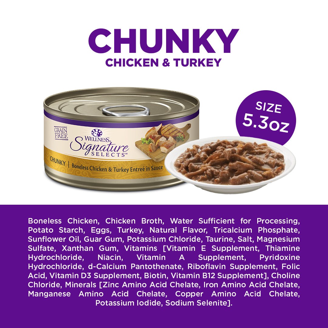 Wellness CORE Signature Selects Chunky Chicken & Turkey Grain Free Canned Cat Food 5.3oz