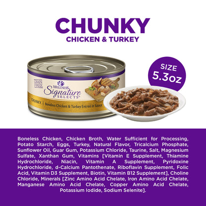 Wellness CORE Signature Selects Chunky Chicken & Turkey Grain Free Canned Cat Food 5.3oz