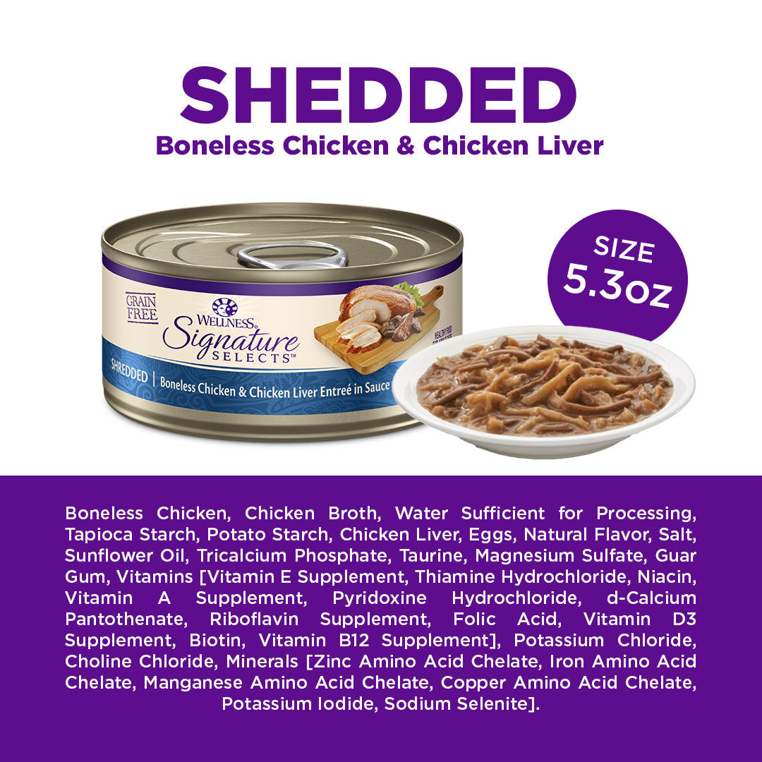Wellness CORE Signature Selects Shredded Chicken & Chicken Liver Grain Free Canned Cat Food