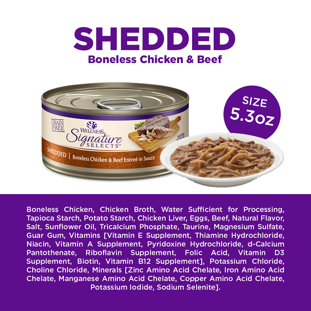 Wellness CORE Signature Selects Shredded Chicken & Beef Grain Free Canned Cat Food