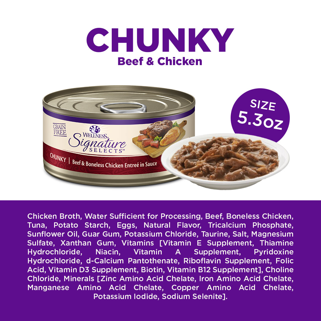 Wellness CORE Signature Selects Chunky Beef & Chicken Grain Free Canned Cat Food