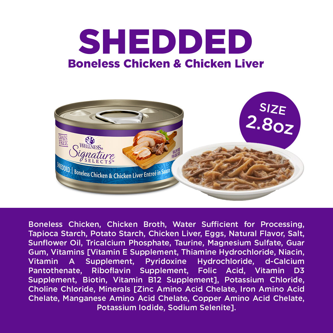 Wellness CORE Signature Selects Shredded Chicken & Chicken Liver Grain Free Canned Cat Food
