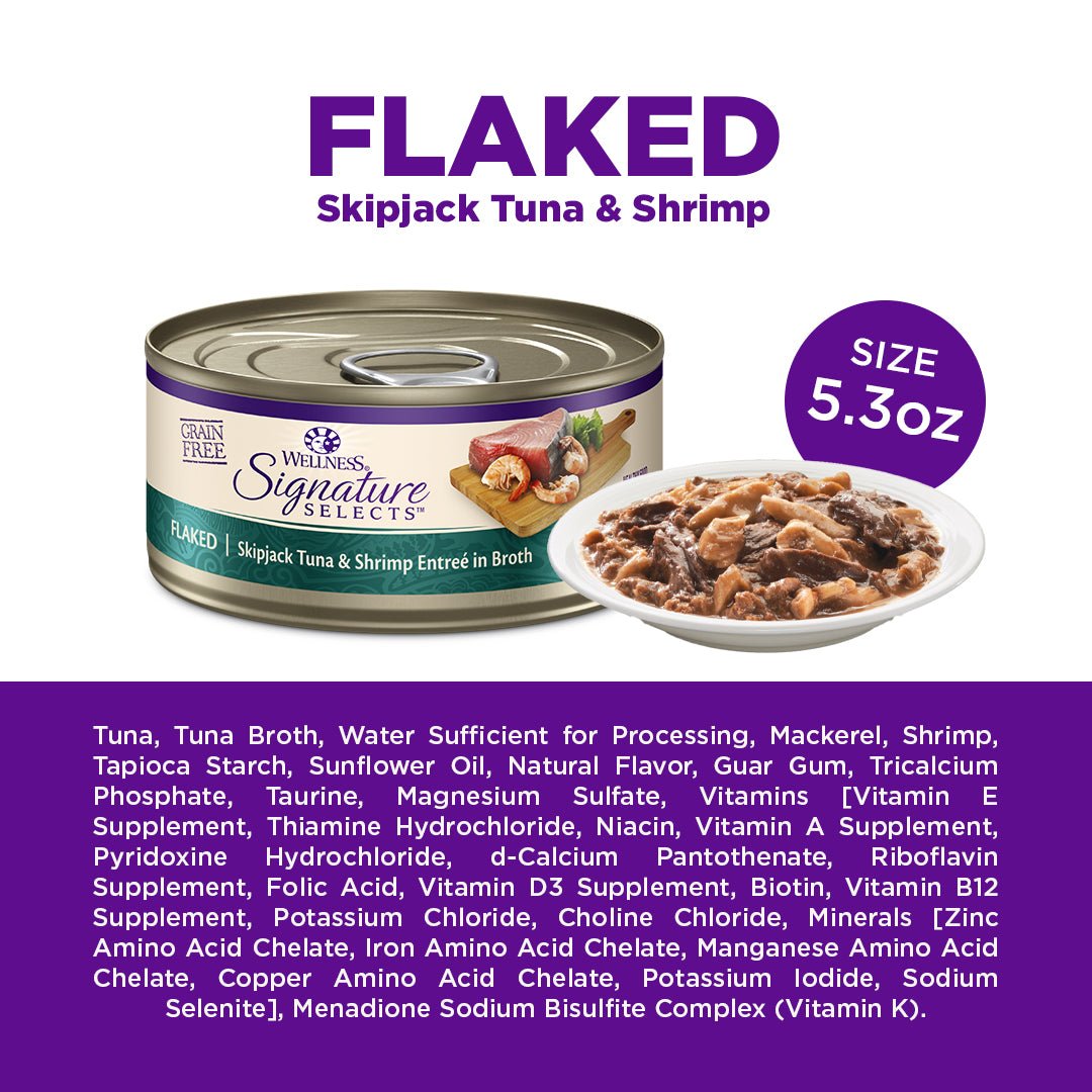 Wellness CORE Signature Selects Flaked Skipjack Tuna & Shrimp Grain Free Canned Cat Food