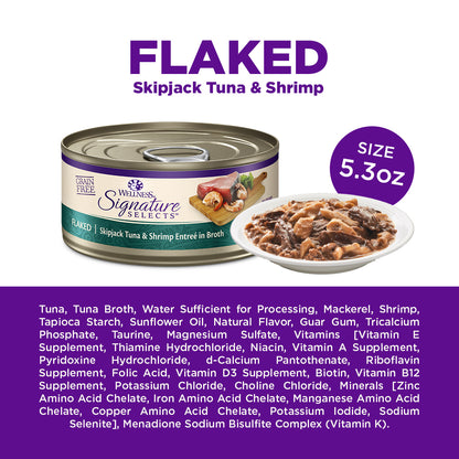 Wellness CORE Signature Selects Flaked Skipjack Tuna & Shrimp Grain Free Canned Cat Food