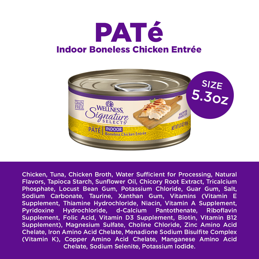 Wellness CORE Signature Selects Pate Boneless Chicken Indoor Grain Free Canned Cat Food 5.3oz