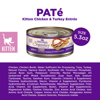 Wellness CORE Signature Selects Pate Boneless Chicken & Turkey Kitten Grain Free Canned Cat Food 5.3oz
