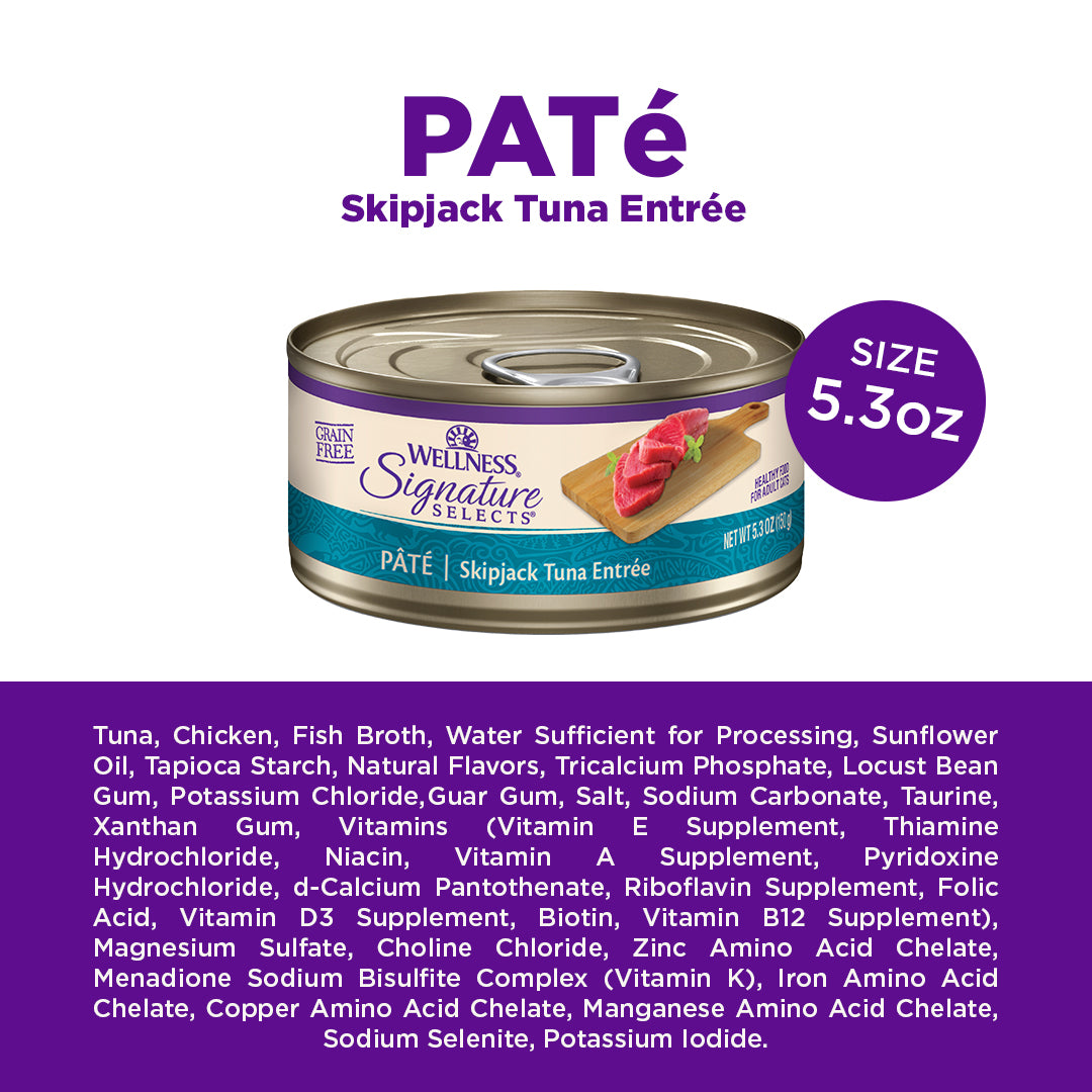 Wellness CORE Signature Selects Pate Skipjack Tuna Grain Free Canned Cat Food 5.3oz