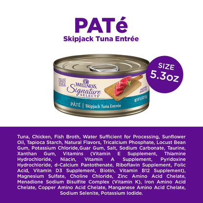 Wellness CORE Signature Selects Pate Skipjack Tuna Grain Free Canned Cat Food 5.3oz