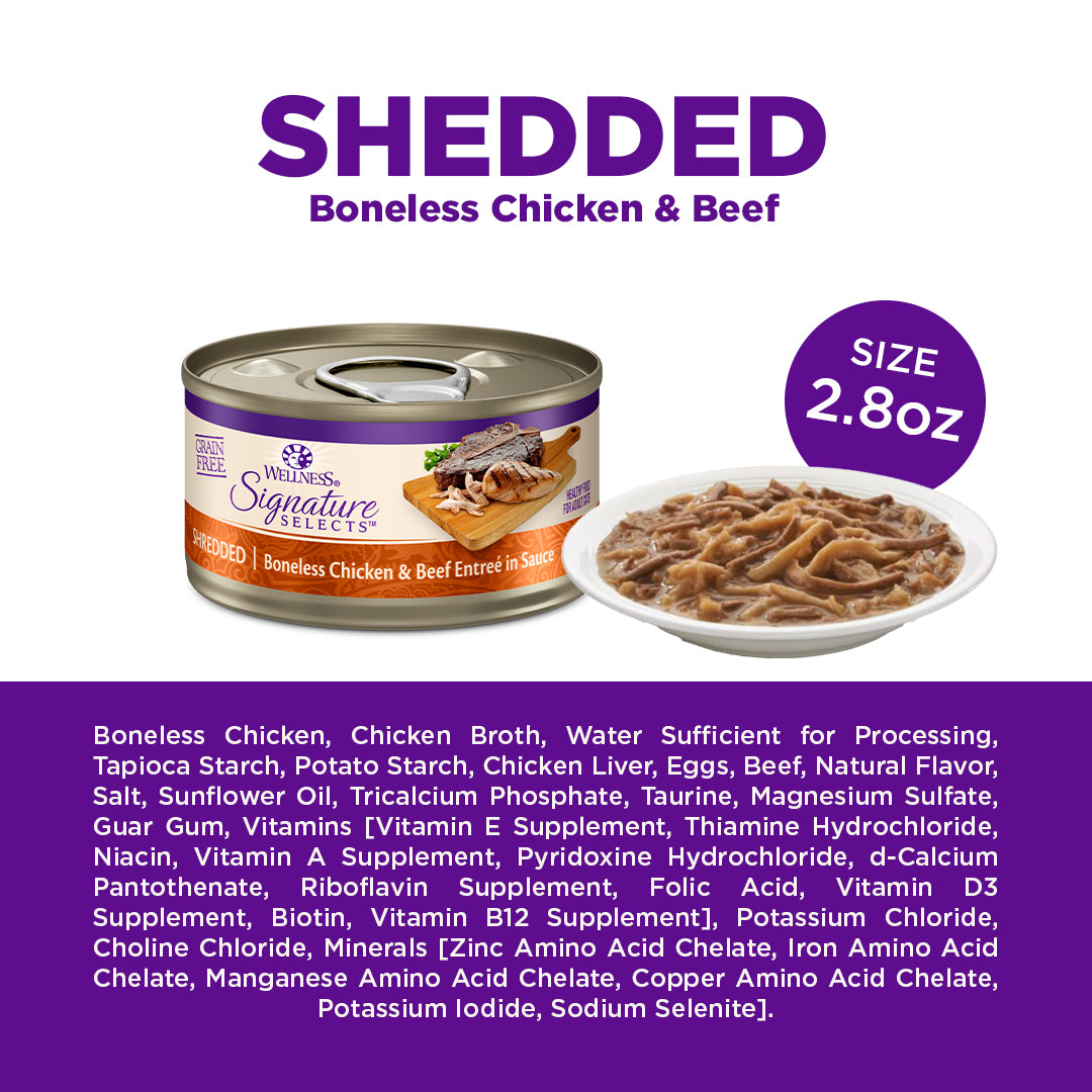 Wellness CORE Signature Selects Shredded Chicken & Beef Grain Free Canned Cat Food