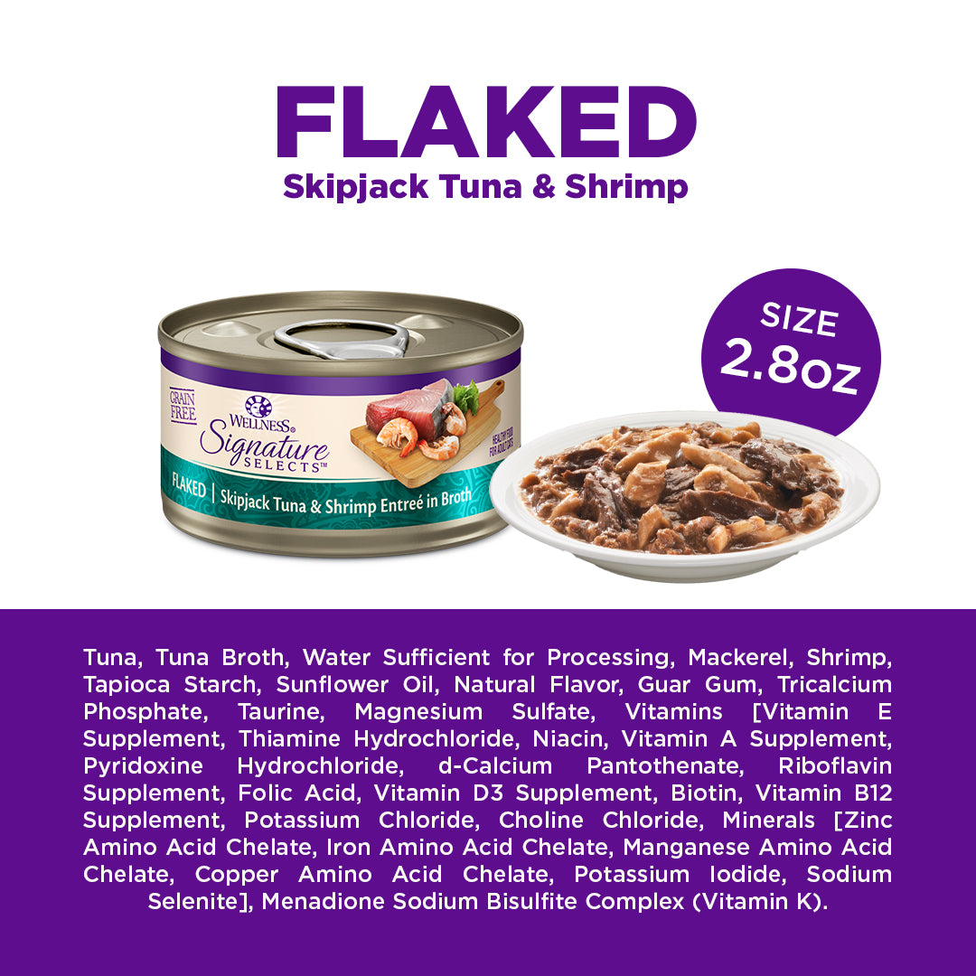 Wellness CORE Signature Selects Flaked Skipjack Tuna & Shrimp Grain Free Canned Cat Food