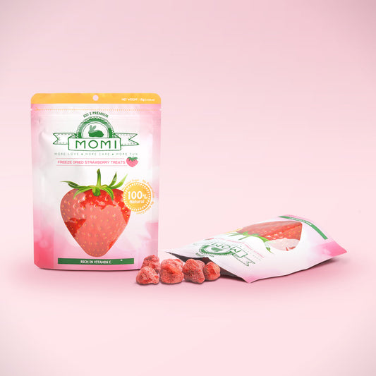 Momi Freeze-Dried Strawberry Treat | Natural Fruit Snack for Rabbits, Guinea Pigs & Small Pets