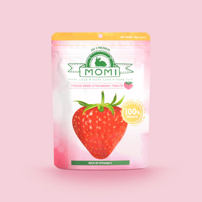 Momi Freeze-Dried Strawberry Treat | Natural Fruit Snack for Rabbits, Guinea Pigs & Small Pets