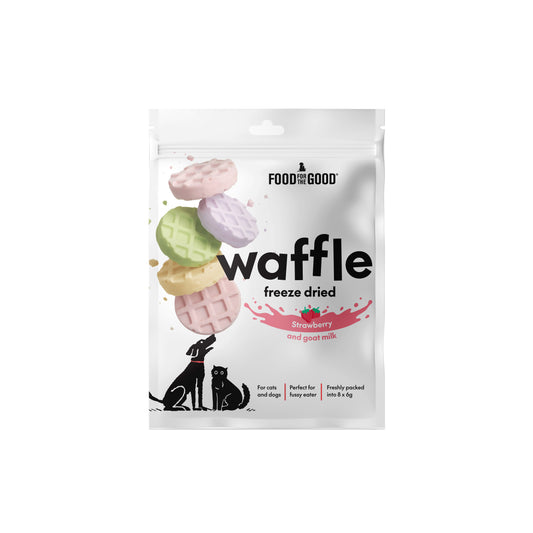 Food For The Good Freeze Dried Waffle Strawberry and Goat Milk Treats for Dogs and Cats 48g