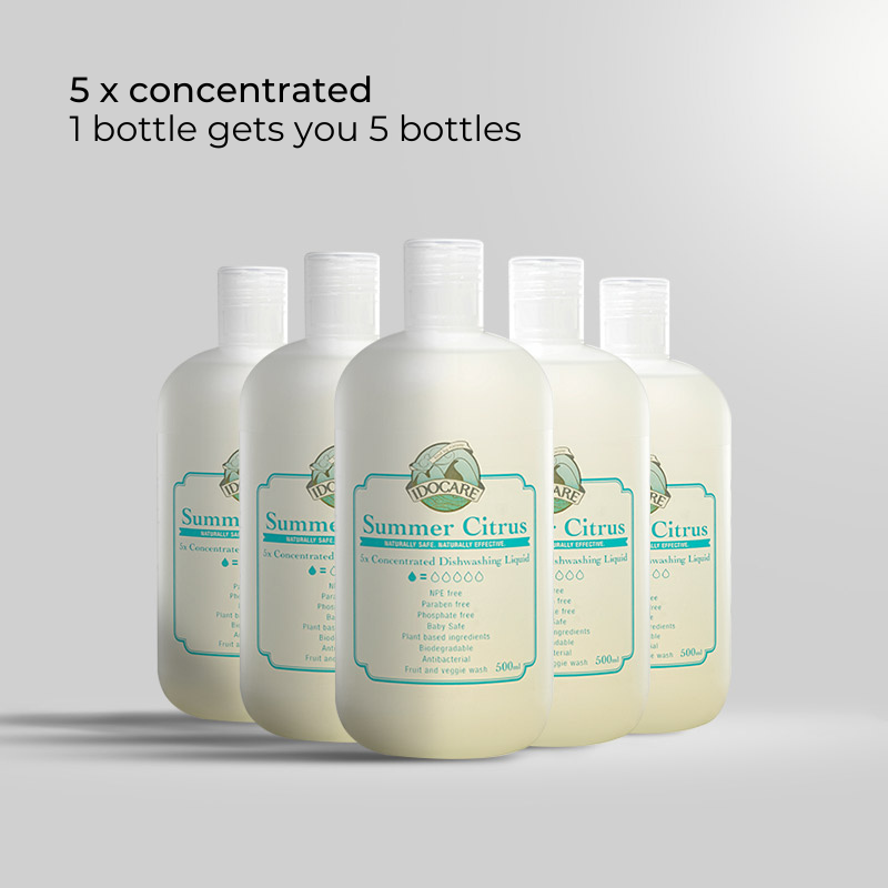 IDOCARE Summer Citrus 5X Dishwashing Liquid – 100% Plant-Based, Powerful & Gentle