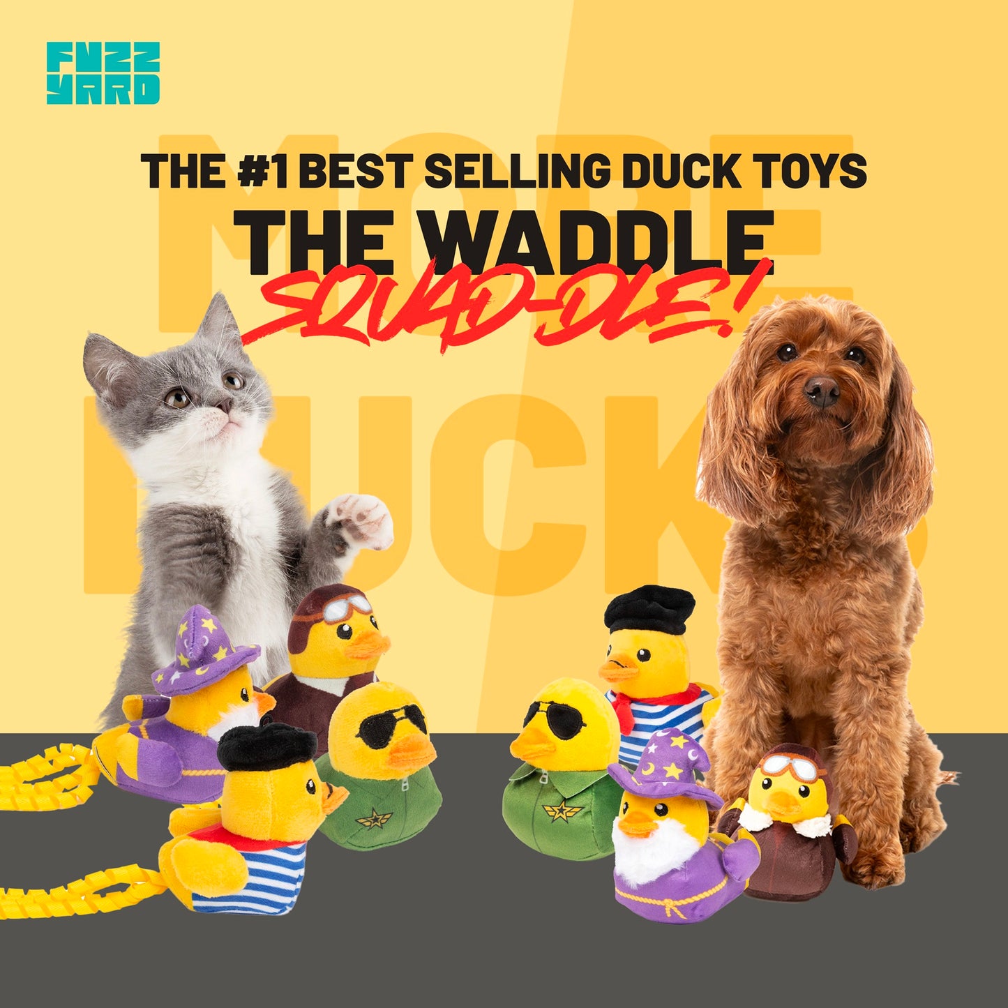 FuzzYard Waddle Squad-dle Plush Dog Toy Assorted Duck Characters