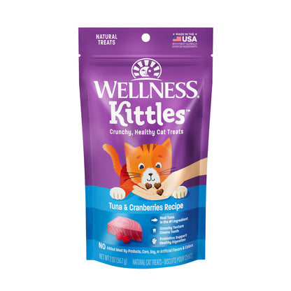 Wellness Kittles Grain Free Crunchy Cat Treats 2oz | Chicken, Salmon & Tuna