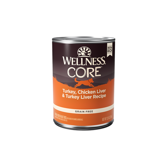 Wellness CORE Turkey, Chicken Liver & Turkey Liver Grain Free Wet Dog Food 12.5oz