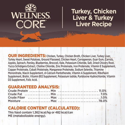Wellness CORE Turkey, Chicken Liver & Turkey Liver Grain Free Wet Dog Food 12.5oz