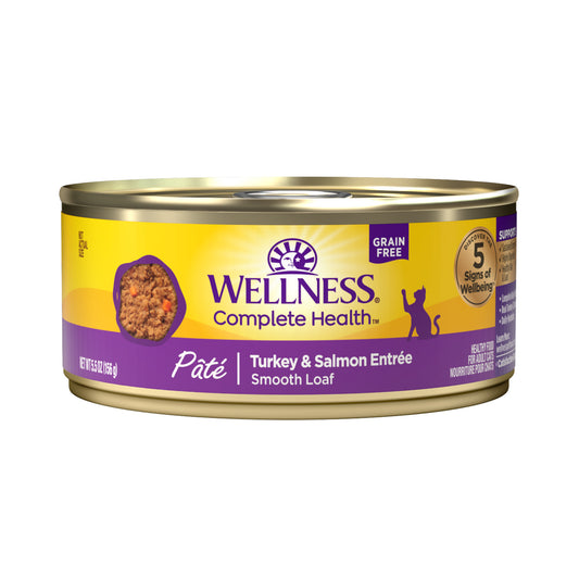 Wellness Complete Health Turkey & Salmon Pate Grain Free Canned Cat Food 5.5oz