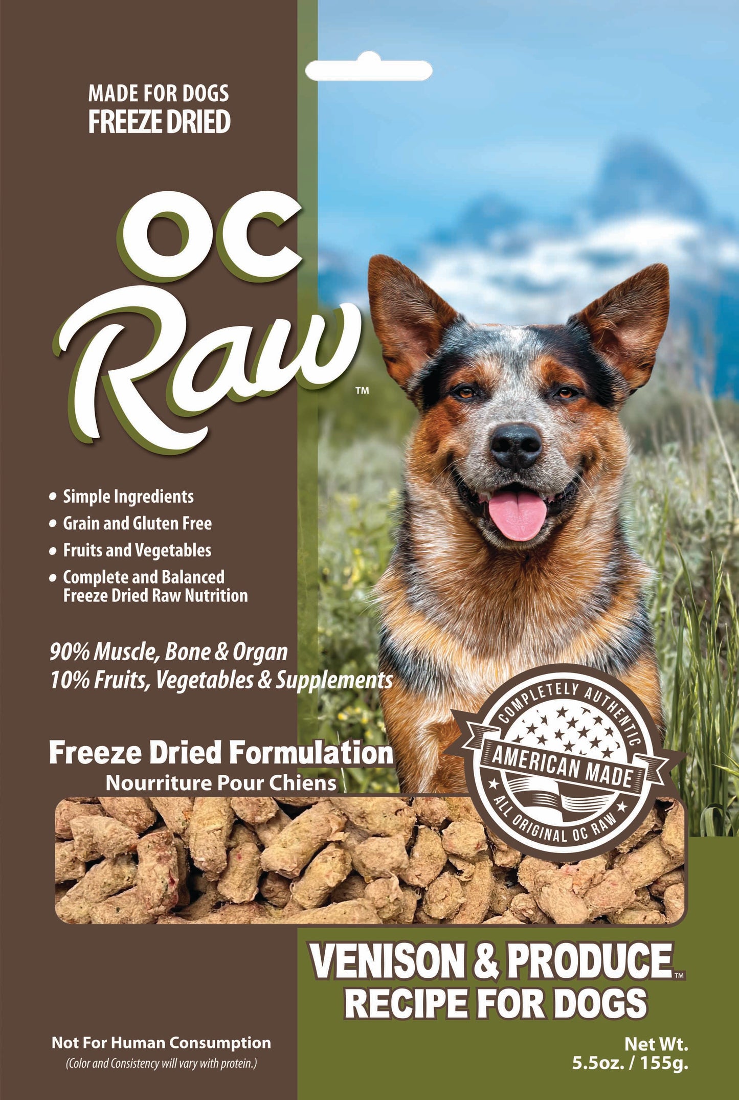 OC Raw Rabbit & Venison Grain Free Freeze Dried Raw Dog Food Sliders 5.5oz