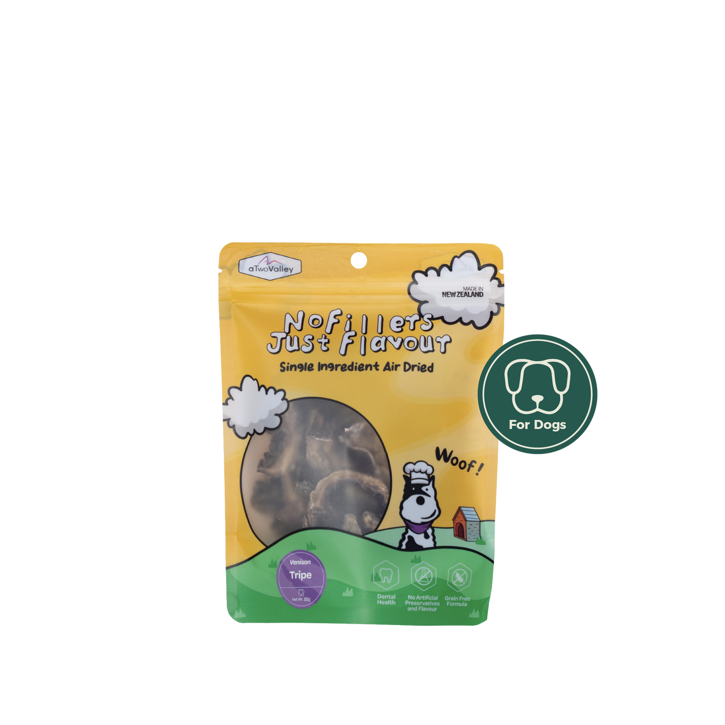 aTwoValley Air-Dried Venison Tripe Treat for Dogs – 45g