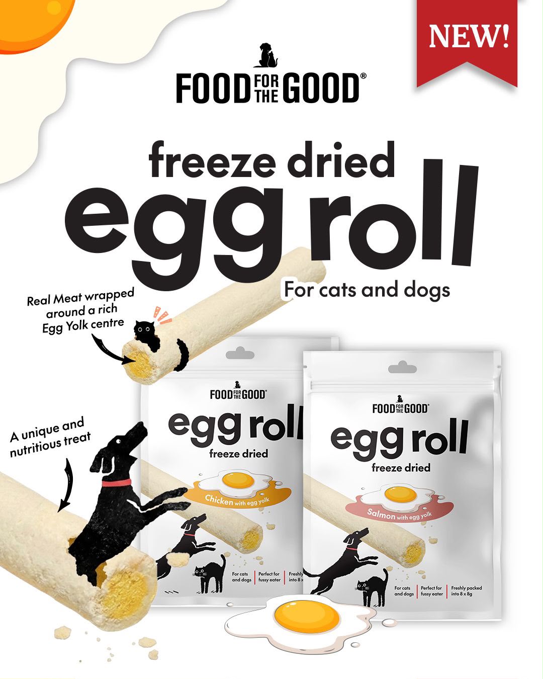 Food For The Good Egg Roll Freeze Dried Treats for Cats & Dogs 64g