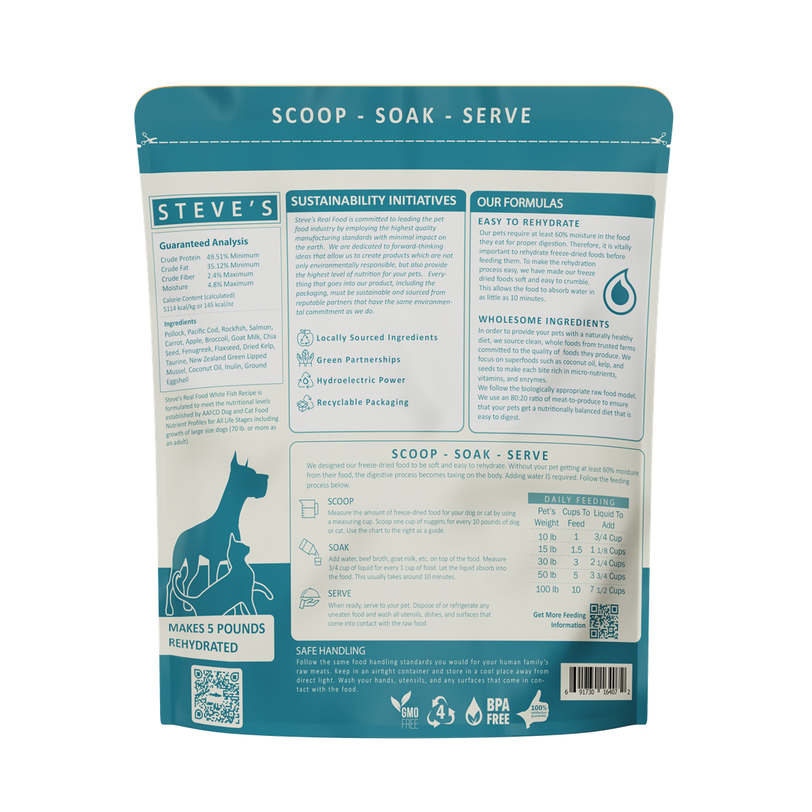 Steve's Real Food Novel Protein Freeze Dried Raw Food for Cats & Dogs 20oz