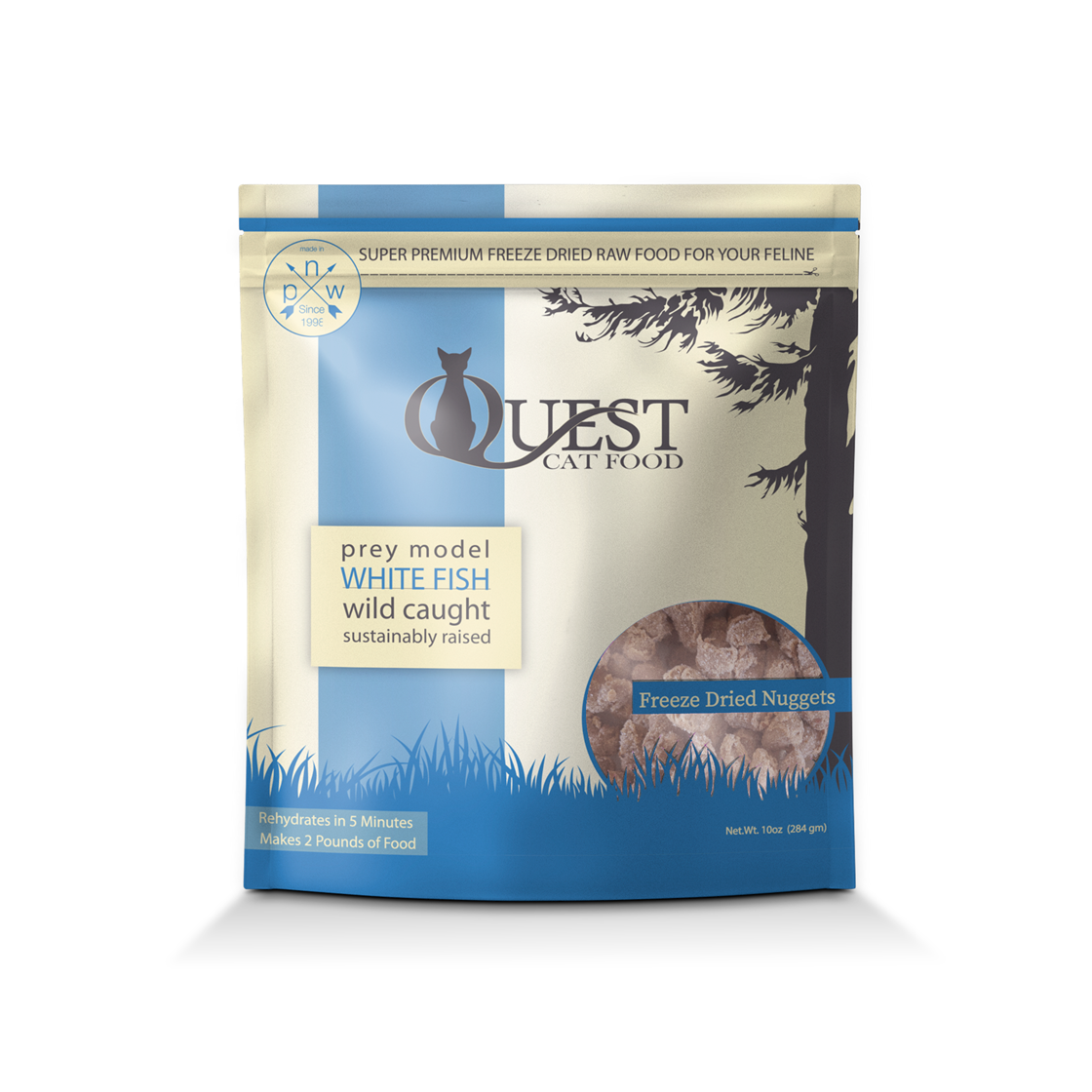 Quest Prey Model White Fish Recipe Grain Free Freeze Dried Raw Cat Food 10oz