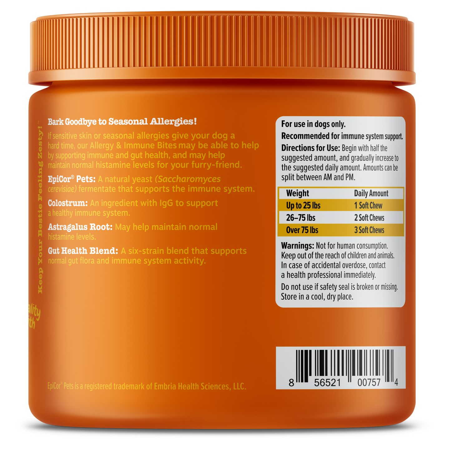 Zesty Paws Aller-Immune Bites Dog Supplement Chews 90ct for Skin Gut & Immune Support