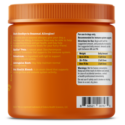 Zesty Paws Aller-Immune Bites Dog Supplement Chews 90ct for Skin Gut & Immune Support