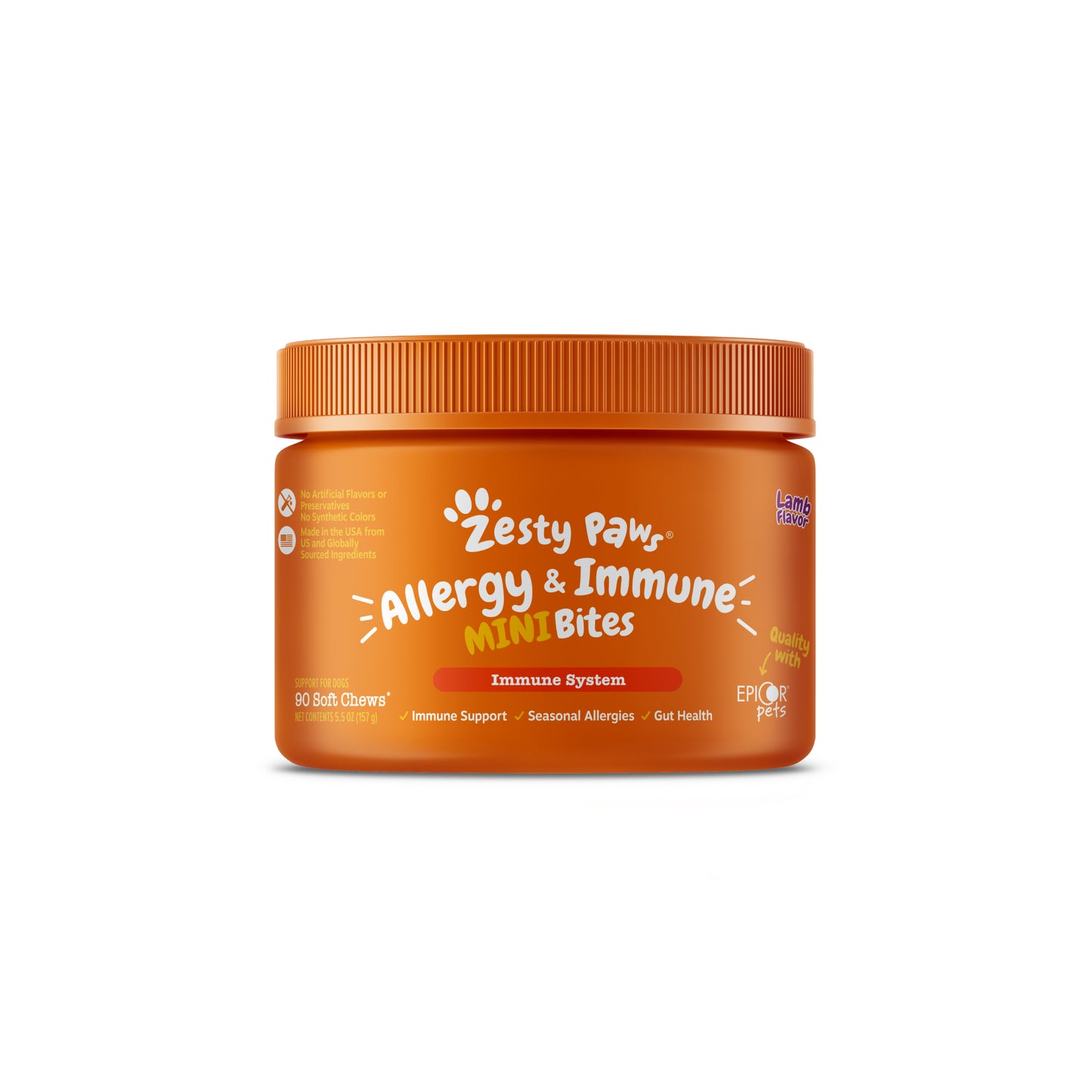 Zesty Paws Aller-Immune Bites Dog Supplement Chews 90ct for Skin Gut & Immune Support