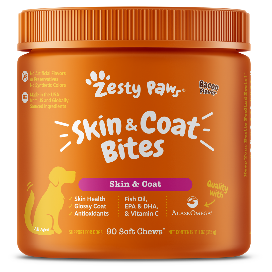 Zesty Paws Omega Skin & Coat Bites Dog Supplement Chews 90ct