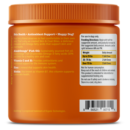Zesty Paws Omega Skin & Coat Bites Dog Supplement Chews 90ct