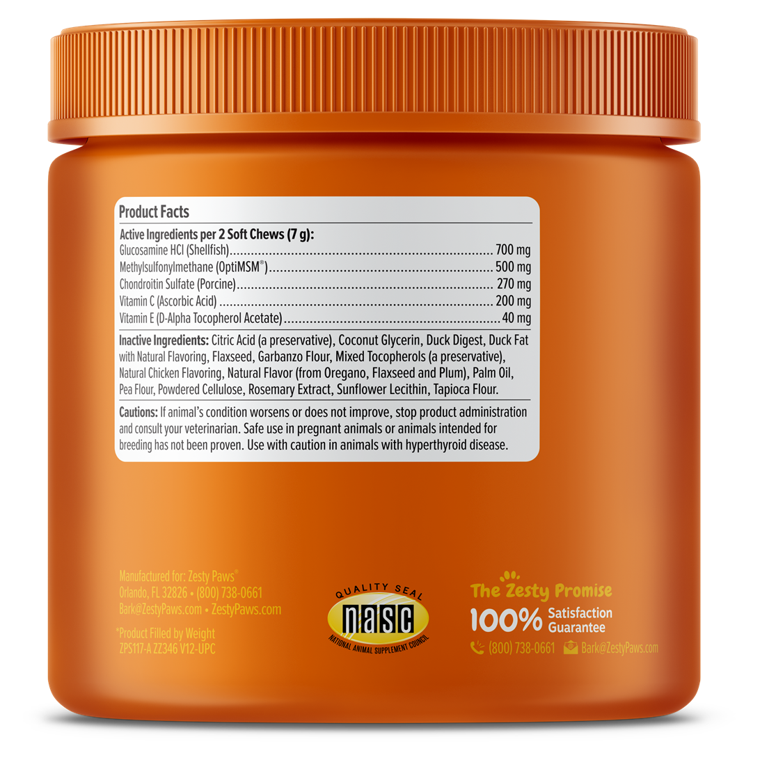 Zesty Paws Hip & Joint Mobility Bites Dog Supplement Chews 90ct