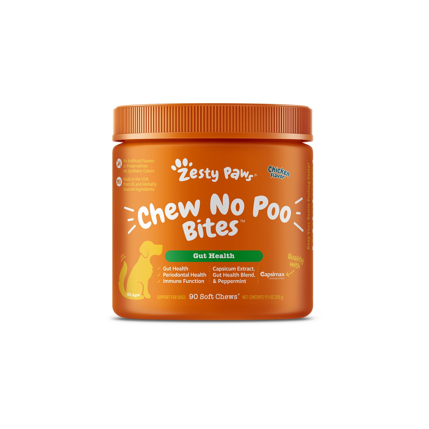 Zesty Paws Chew No Poo Bites Dog Supplement Chews 90ct Chicken Flavour