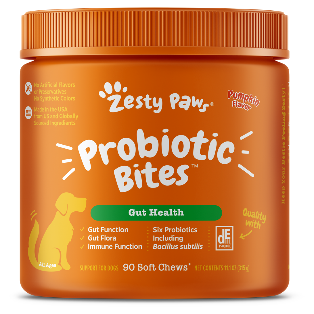 Zesty Paws Probiotic Bites Dog Supplement Chews 90ct Gut Support