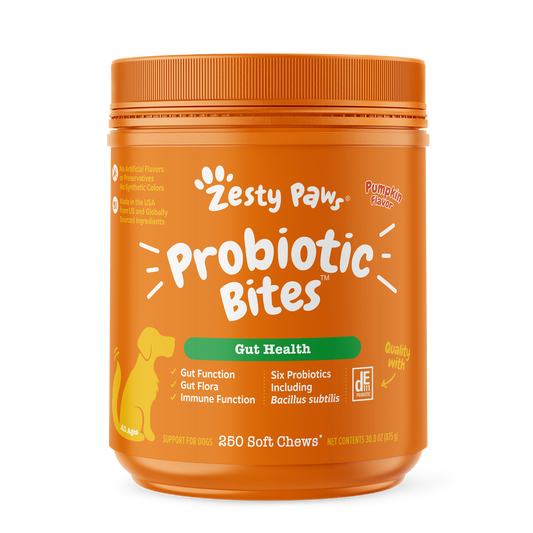 Zesty Paws Probiotic Bites Pumpkin Flavour Dog Supplement Chews 250ct