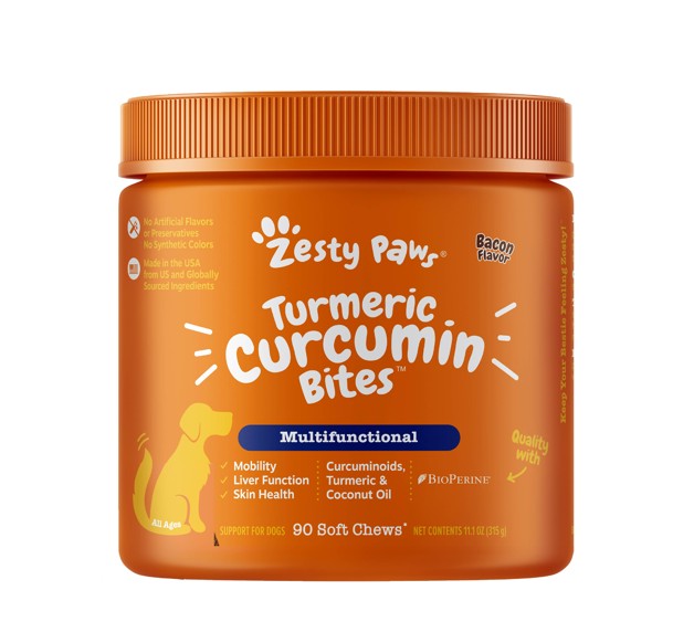 Zesty Paws Turmeric Curcumin Bites Dog Supplement Chews