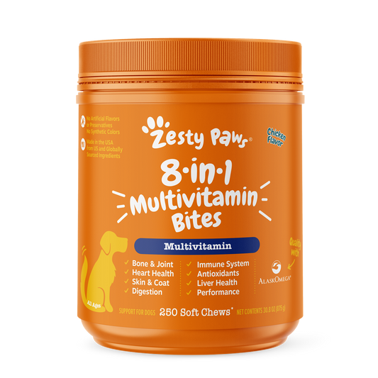 Zesty Paws 8 in 1 Bites Chicken Flavour Dog Supplement Chews 250ct