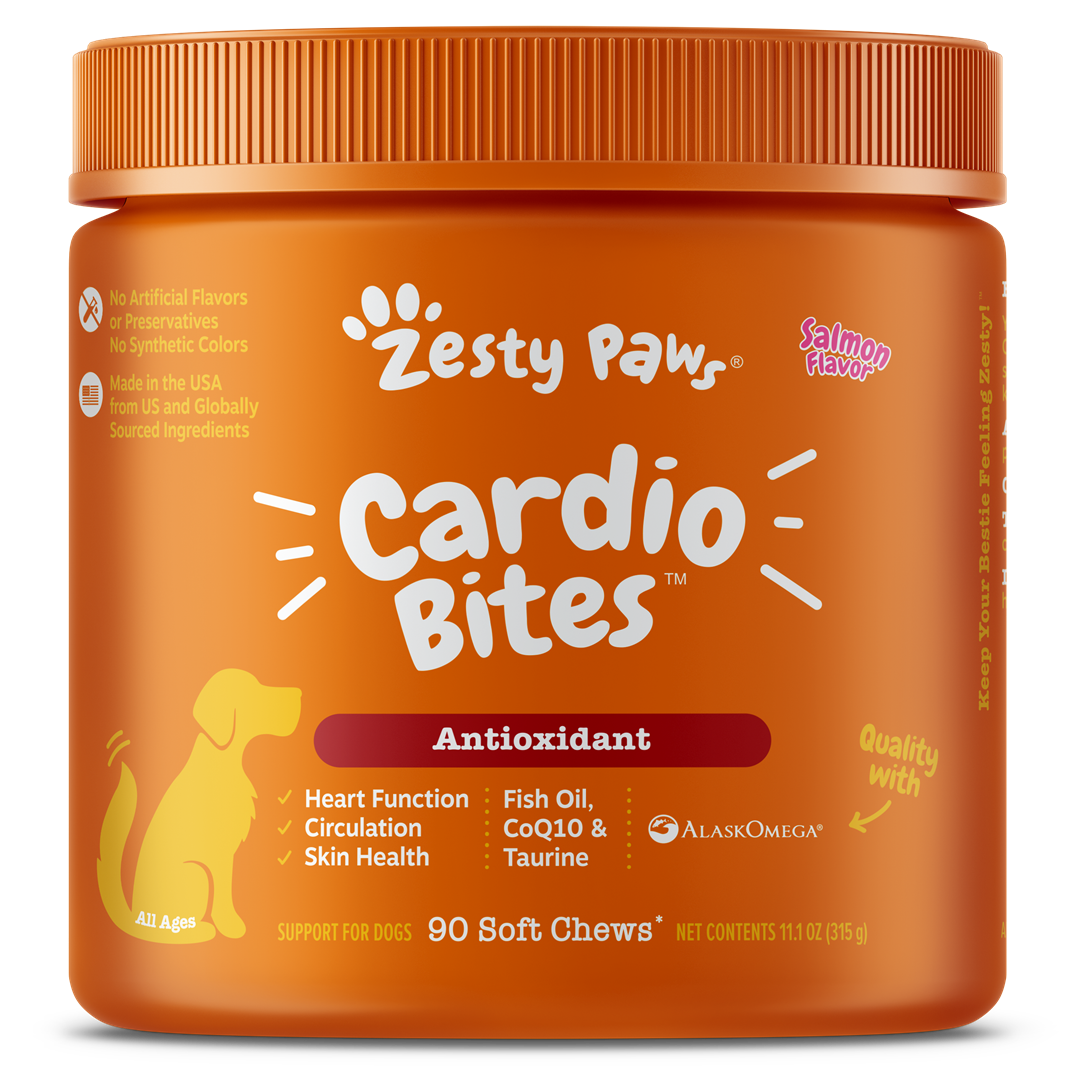 Zesty Paws Cardio Bites Salmon Dog Supplement Chews 90ct