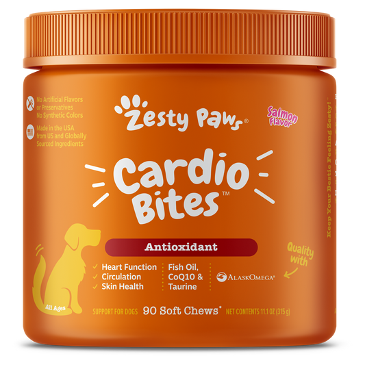 Zesty Paws Cardio Bites Salmon Dog Supplement Chews 90ct