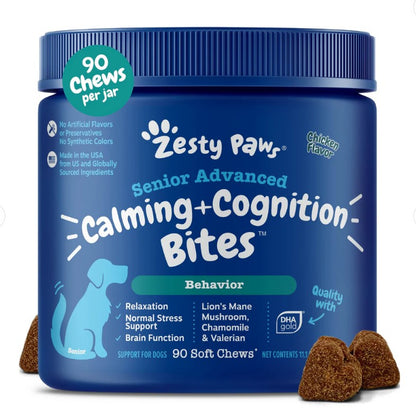Zesty Paws Senior Advanced Calming & Cognition Bites Chicken for Dogs 90ct