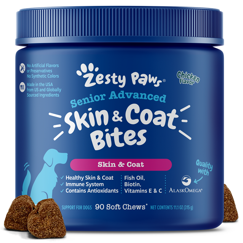 Zesty Paws Senior Advanced Omega Bites Chicken Soft Chews for Dogs 90ct