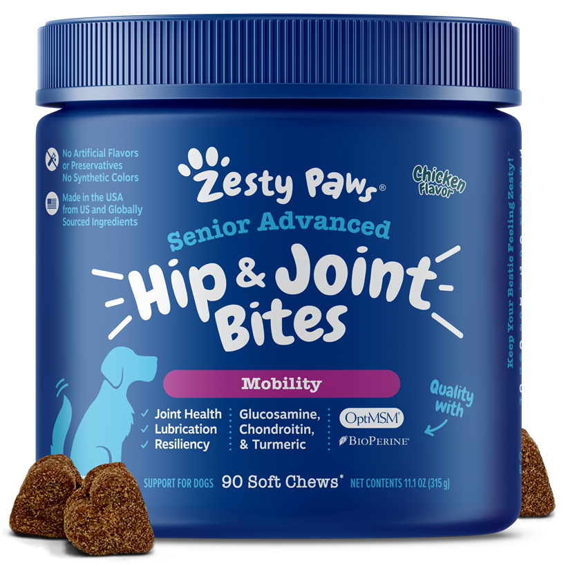 Zesty Paws Senior Advanced Mobility Bites Chicken Soft Chews for Dogs 90ct