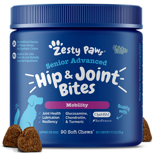 Zesty Paws Senior Advanced Mobility Bites Chicken Soft Chews for Dogs 90ct