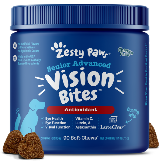 Zesty Paws Senior Advanced Vision Bites Chicken Soft Chews for Senior Dogs 90ct
