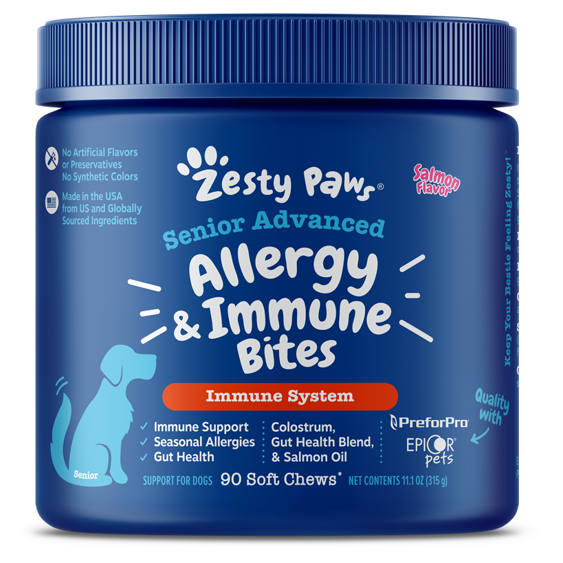 Zesty Paws Senior Advanced Aller Immune Bites Salmon Soft Chews for Senior Dogs 90ct