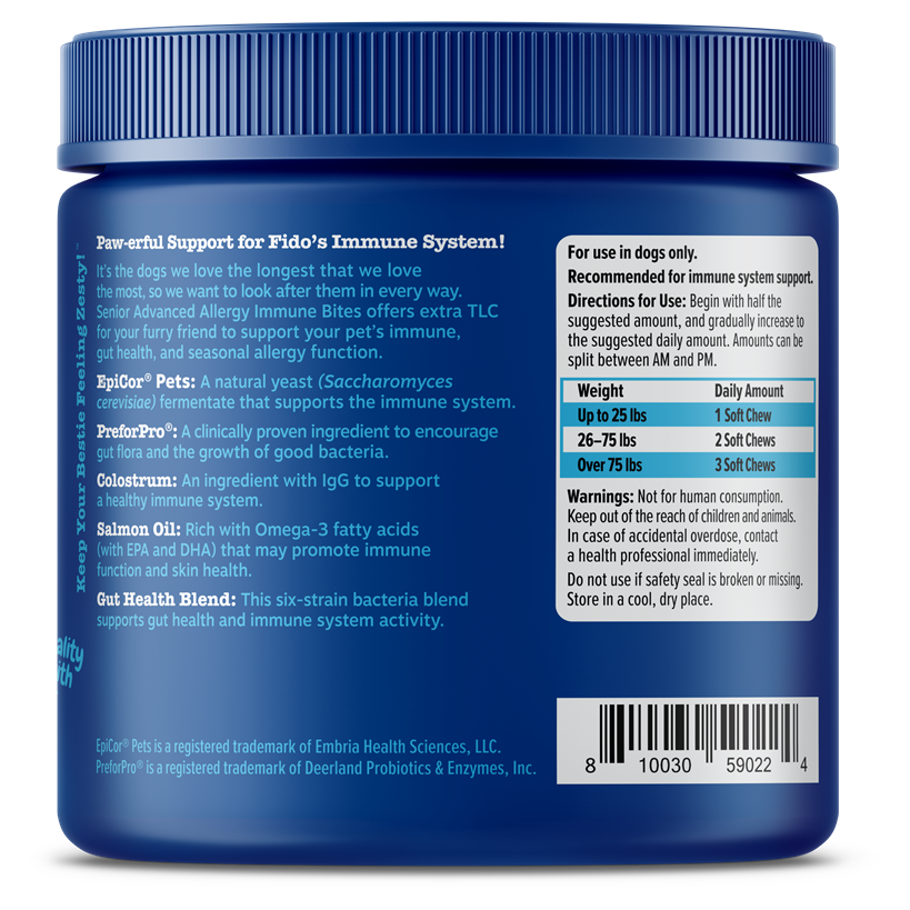 Zesty Paws Senior Advanced Aller Immune Bites Salmon Soft Chews for Senior Dogs 90ct