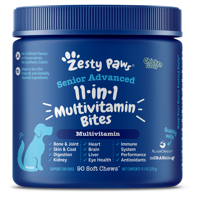 Zesty Paws Senior Advanced 11 in 1 Multivitamin Bites Chicken & Beef for Dogs 90ct